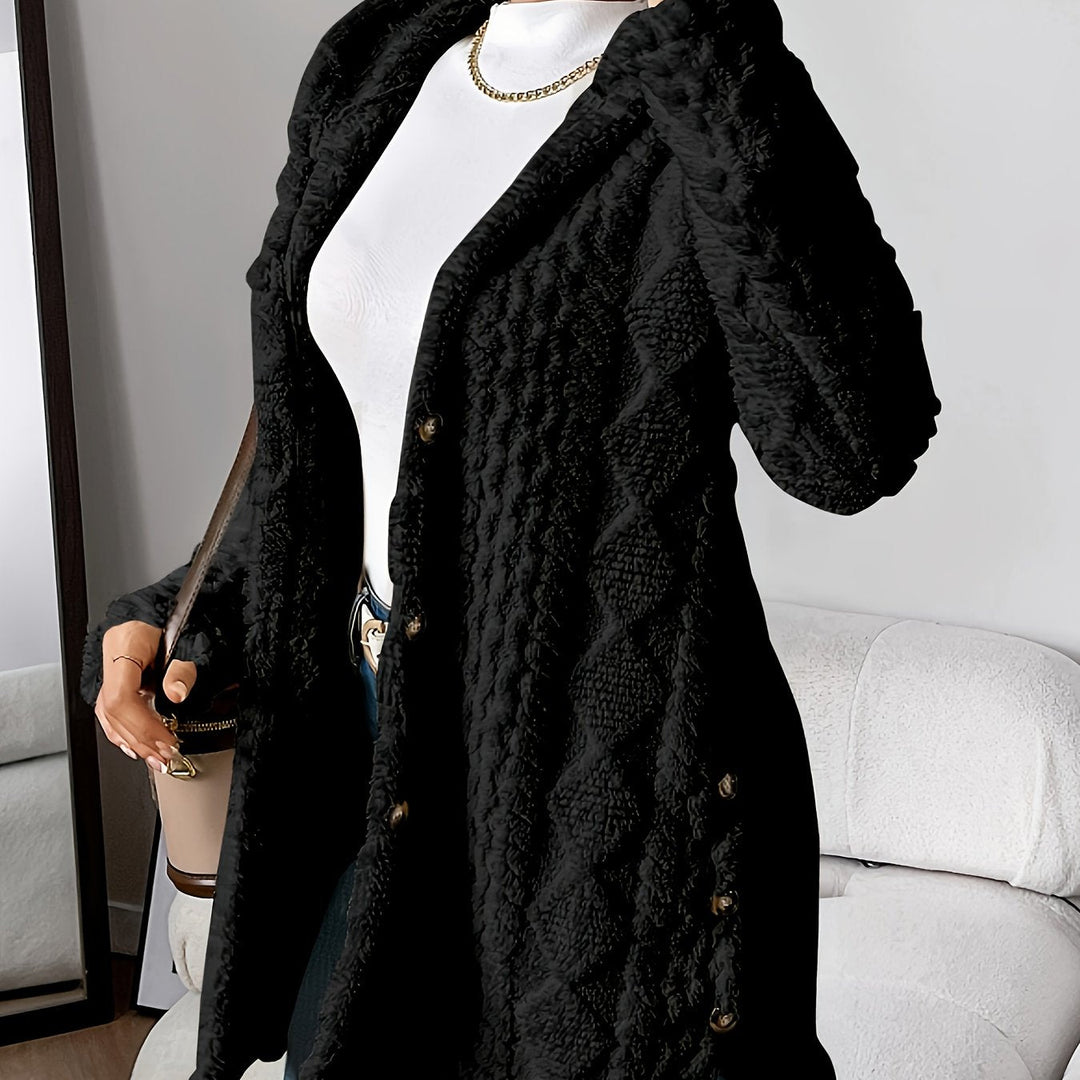 Palithra | Women's Cozy Long Hooded Cardigan – Relaxed Fit, Soft Faux Fur for Fall and Winter