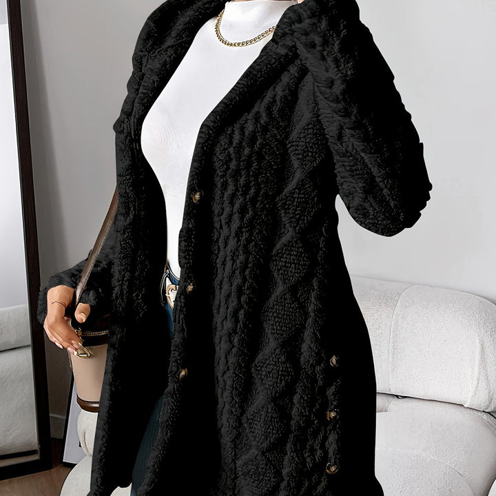 Palithra | Women's Cozy Long Hooded Cardigan – Relaxed Fit, Soft Faux Fur for Fall and Winter