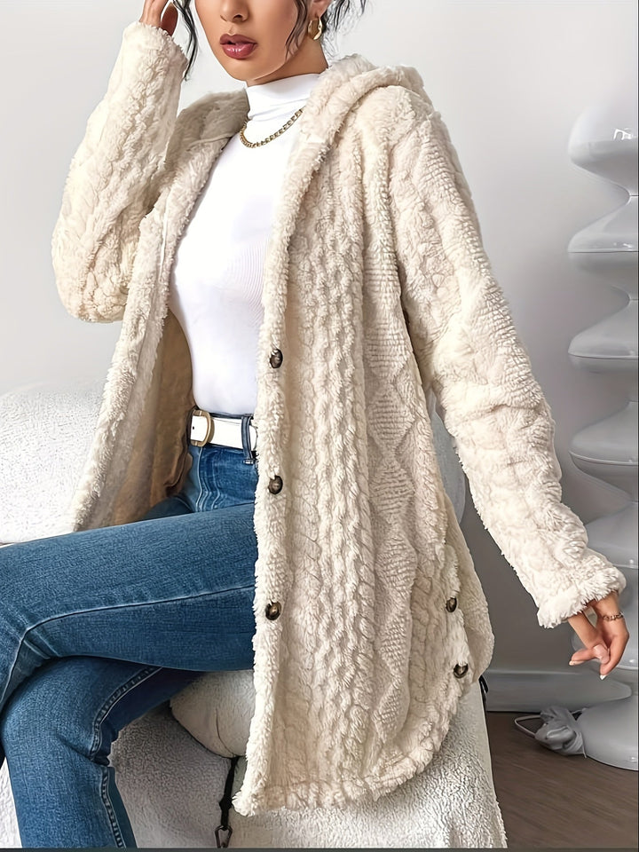Palithra | Women's Cozy Long Hooded Cardigan – Relaxed Fit, Soft Faux Fur for Fall and Winter