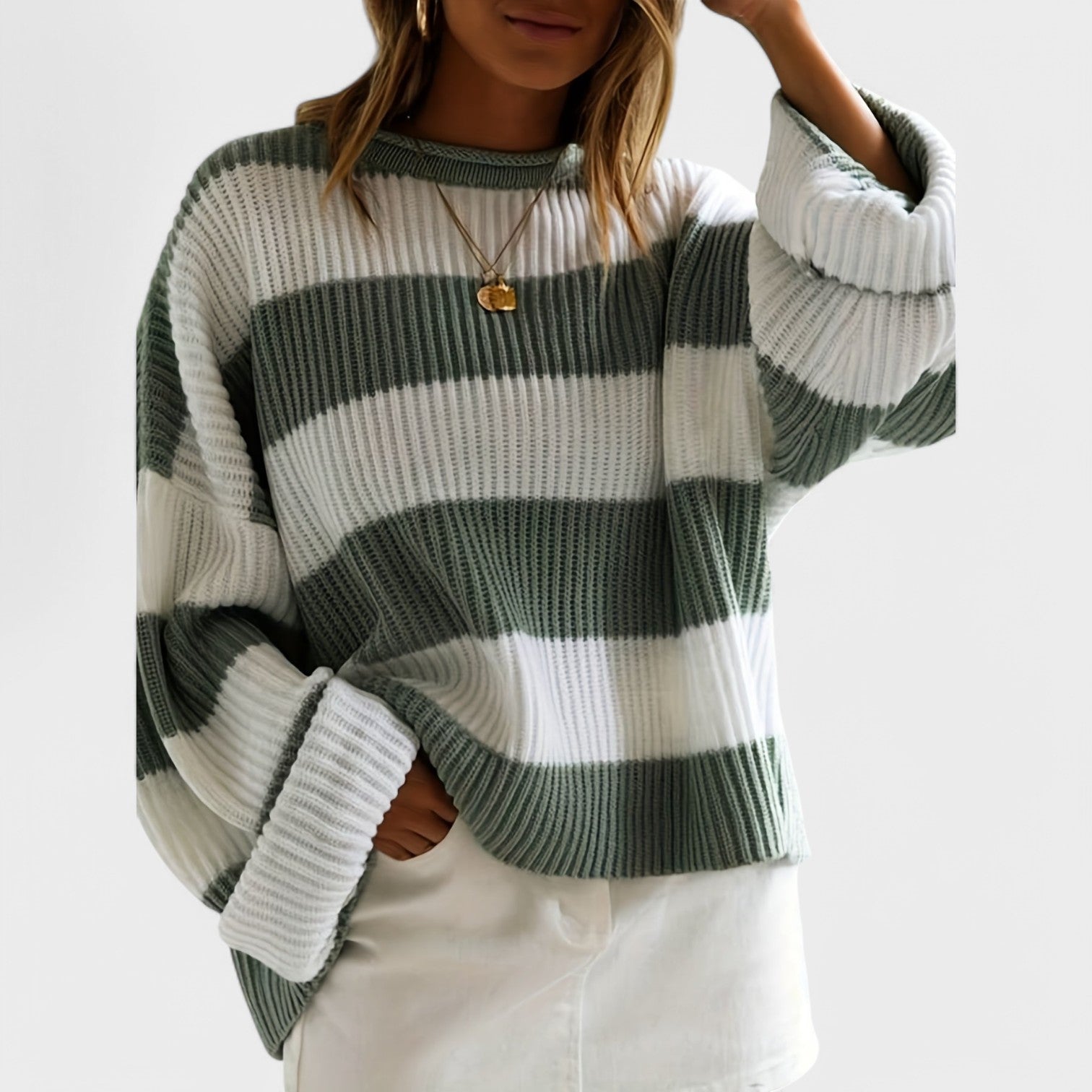 Chloe – Belted Sweater with Round Neck