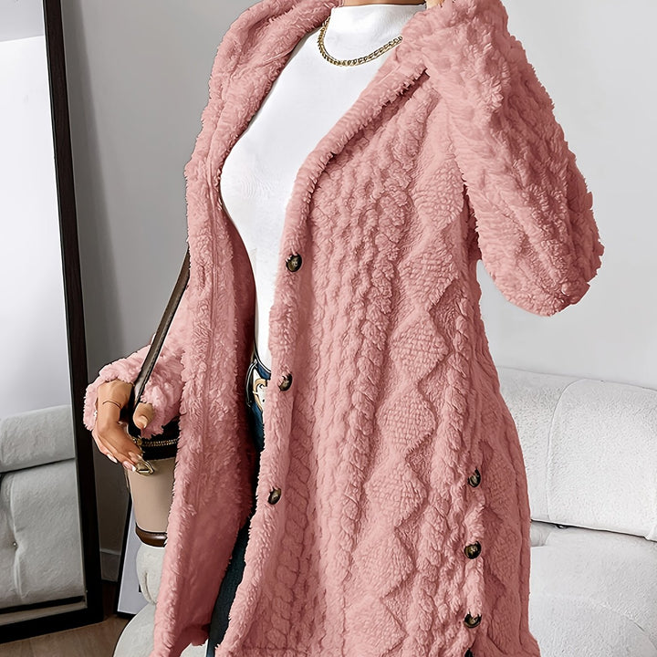 Palithra | Women's Cozy Long Hooded Cardigan – Relaxed Fit, Soft Faux Fur for Fall and Winter