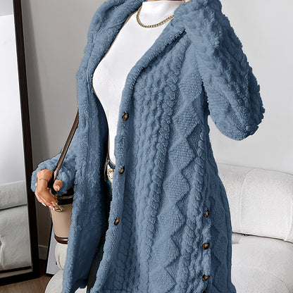 Palithra | Women's Cozy Long Hooded Cardigan – Relaxed Fit, Soft Faux Fur for Fall and Winter