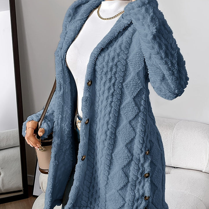 Palithra | Women's Cozy Long Hooded Cardigan – Relaxed Fit, Soft Faux Fur for Fall and Winter