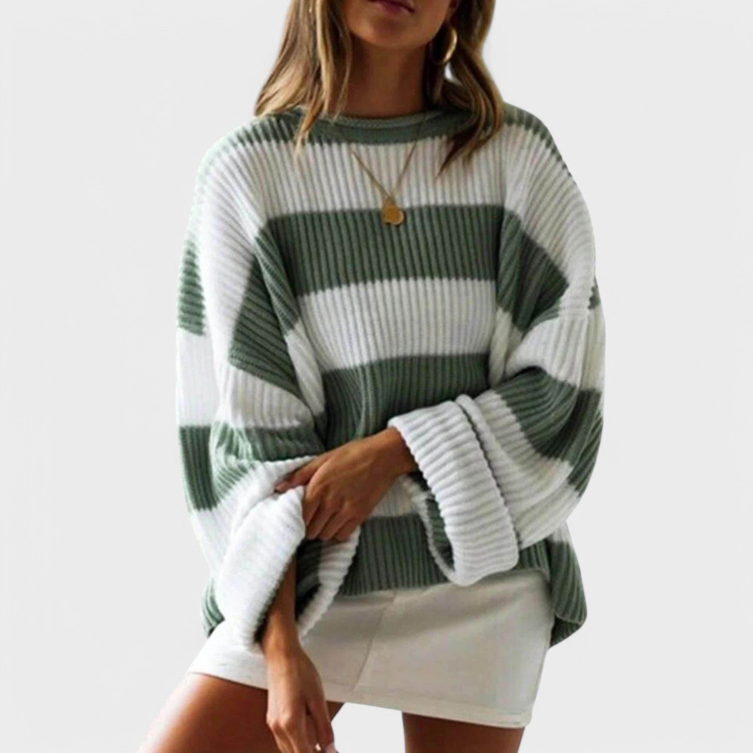 Chloe – Belted Sweater with Round Neck