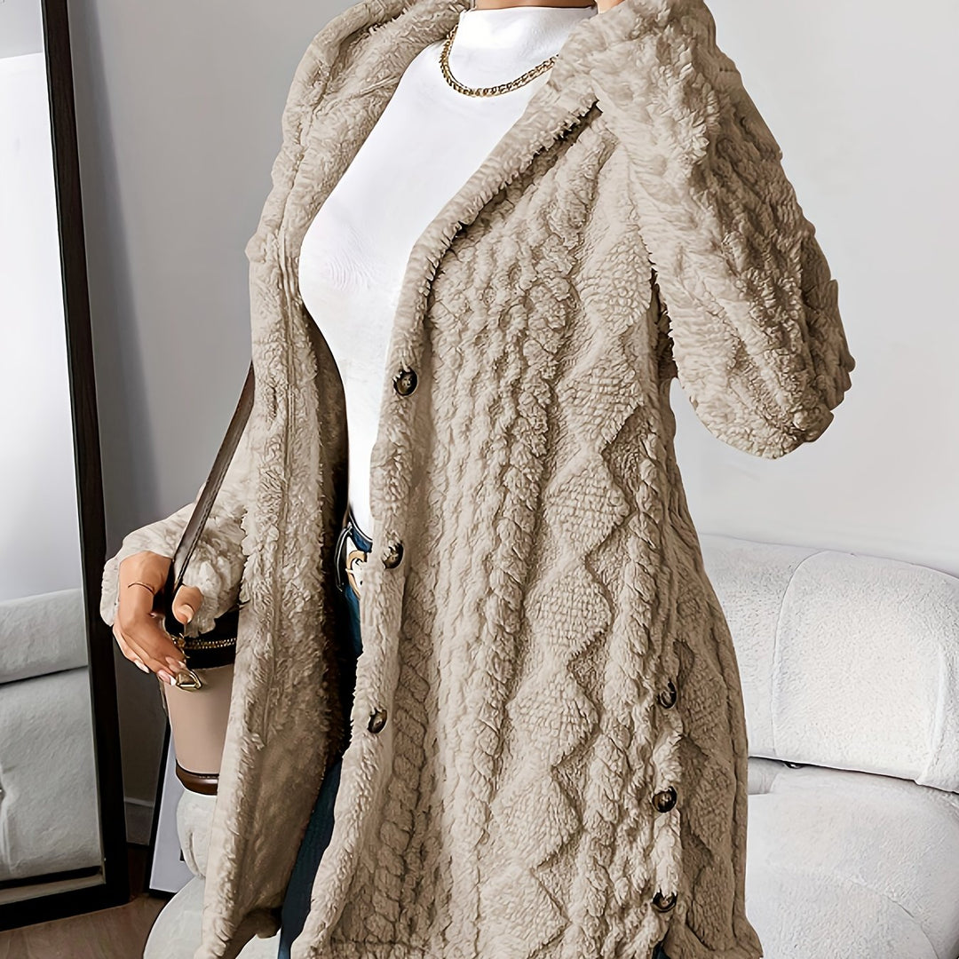 Palithra | Women's Cozy Long Hooded Cardigan – Relaxed Fit, Soft Faux Fur for Fall and Winter