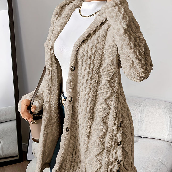 Palithra | Women's Cozy Long Hooded Cardigan – Relaxed Fit, Soft Faux Fur for Fall and Winter