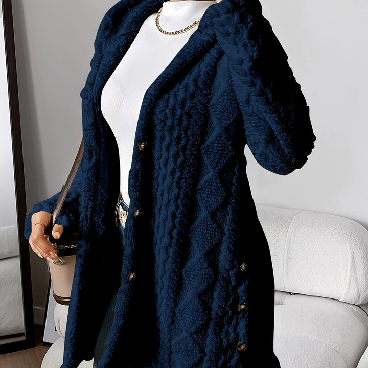 Palithra | Women's Cozy Long Hooded Cardigan – Relaxed Fit, Soft Faux Fur for Fall and Winter