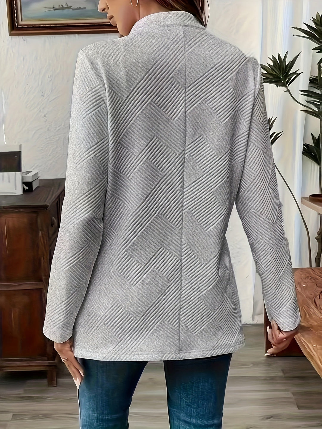 Sylaris | Women's Casual Long Cardigan Coat - Button Closure, Knitted Texture, Stylish Layering Piece