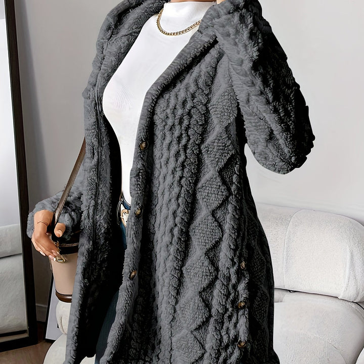 Palithra | Women's Cozy Long Hooded Cardigan – Relaxed Fit, Soft Faux Fur for Fall and Winter
