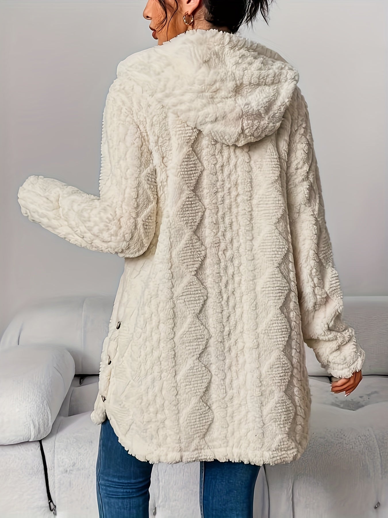Palithra | Women's Cozy Long Hooded Cardigan – Relaxed Fit, Soft Faux Fur for Fall and Winter